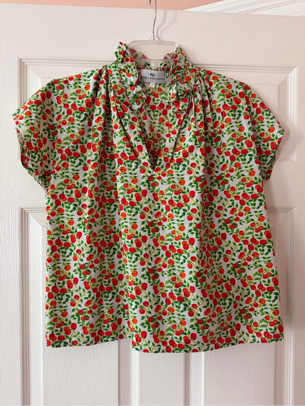 Never A Wallflower Orange Vine Cotton Poplin Top S